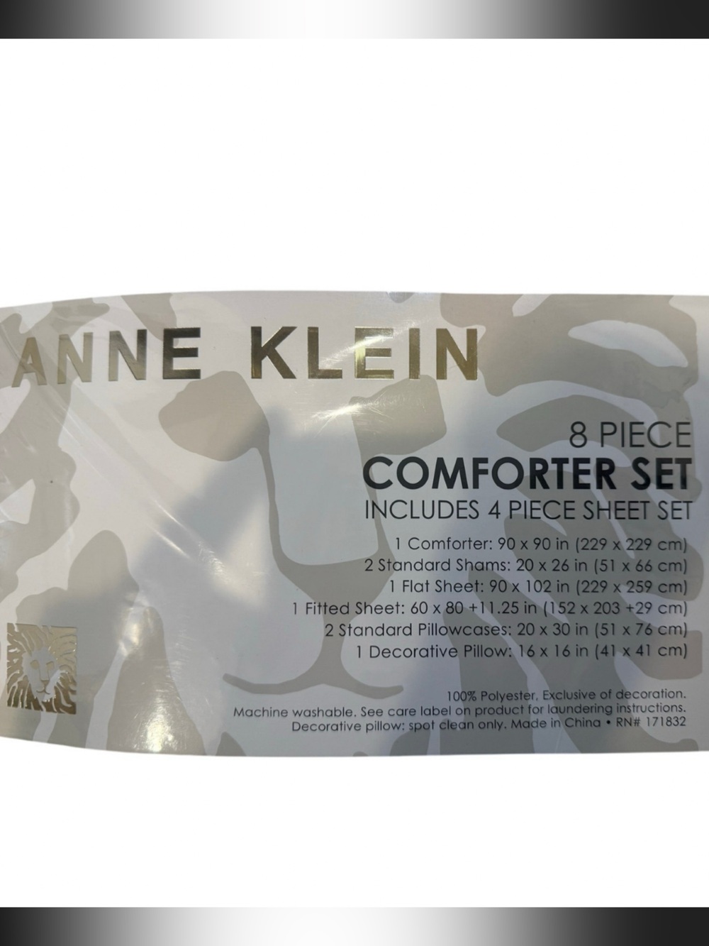 Anne Klein Gray and Cream Textured 8-Piece Comforter Set Reversible - Ships Free - Picture 3 of 3